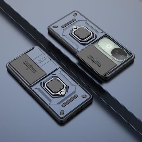 Image of Thermoplastic Polyurethane Camshield Pro Case With Slide Camera Protection And Ring Stand Bumper Back Case Cover For Vivo V40E (Blue)