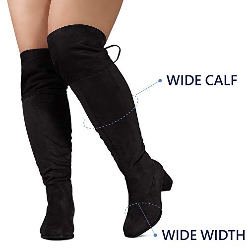 RF ROOM OF FASHION Women's Wide Calf Wide Width Block Heel Stretchy Over The Knee Boots - Plus Size Friendly3