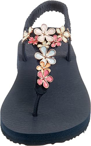Skechers womens Meditation - GLASS Daisy - Floral Embellished Sandal Slingback, Navy Multi, 9 M US | Image 3