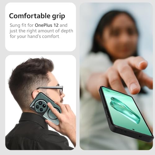 Image of KAPAVER Mag-X Back Cover Case Compatible with OnePlus 12 5G (PC+TPU) (Case with TG), Transparent