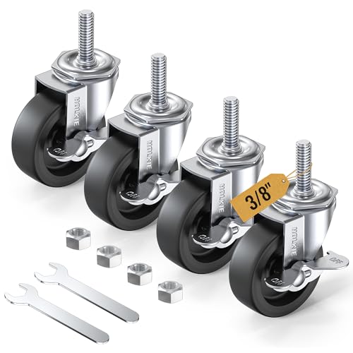 HOLKIE Caster Wheels 3 inch Locking Stem Casters, 3/8