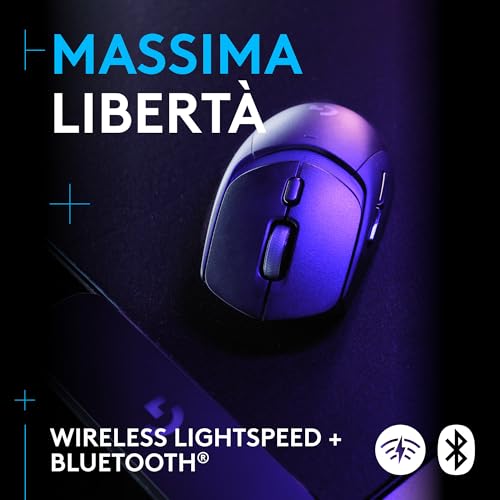 309 LIGHTSPEED Mouse gaming wirelessleggero, interruttori ibridi LIGHTFORCE, sensore HERO 25K, oltre 300 ore con batteria AA, 6 pulsanti programmabili, PC e Mac - Nero - Mouse gaming - Immagine 2
