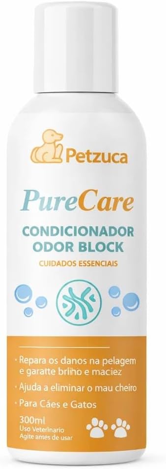 Petzuca Condicionador Odor Block para Cães e Gatos 300ml Linha Pure Care Cuidados Essenciais Premium
