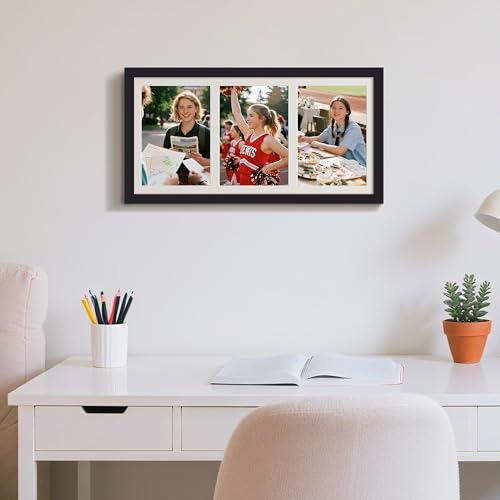 Image of upsimples 8x16 Collage Frames, 3 Picture Frame 5x7, Black, 1 Pack | Fit 3 5x7 or 8x16 Photo, Picture Frames Collage Wall Decor, For Hallway Entryway Bedroom Living Room