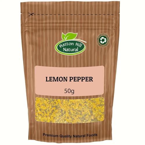 Lemon Pepper Seasoning 50g by Hatton Hill - Tangy & Spicy Blend Ideal for Chicken Fish & Vegetables