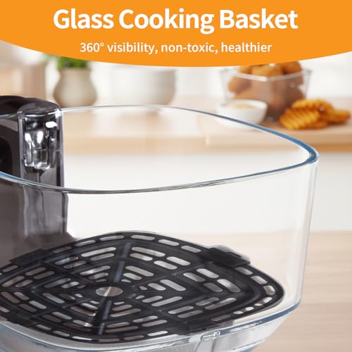 NEWBULIG 4.7Qt Glass Air Fryer, 10 in 1 Air Fryers with Timer, 105 to 395°F Wider Temperature, 360° Visibility, Dishwasher Safe, Roast Bake Dehydrate Reheat, Nonstick & Easy-Clean Basket, 1300W by NEWBULIG - Image 6