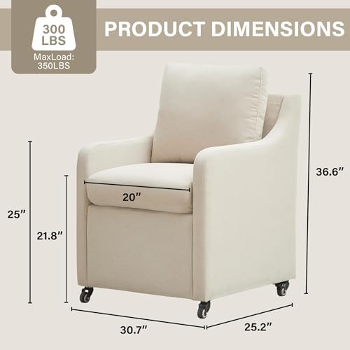 Modern Dining Chair - Upholstered Fabric with Wheels