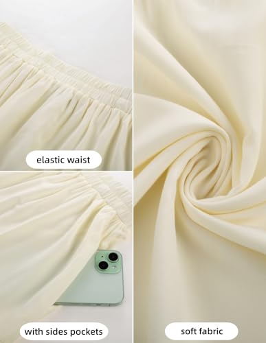 Scarlet Darkness Tiered Maxi Skirts for Women 2026 Summer Beach Flowy Renaissance Long Skirt with Pockets Ivory L - Thumbnail 4