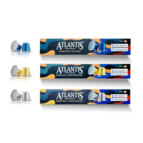 Image of ATLANTIS JAZZ Coffee Capsule Machine with Assorted Coffee Capsules Pods | Integrated Milk Dispensing | One-Touch Cappuccino, Latte, Espresso & Americano | Compatible with Nespresso