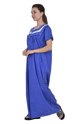 Image of Onekbhalo Women's- Full Sleeves-Feeding- Nursing- Maternity Nighty /Maxi /Gown /Nightdress /Nightwear- Hosiery Cotton Fabric- Floral Print- Embroidery with Zip