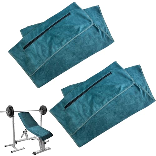 YUNXCNA Sporthandtuch, 2 Stück 120 x 50 cm Fitness Handtuch, Handtuch mit Reißverschluss für Frauen, Herren Fitnesshandtuch, Ideal für Bergsteigen, Camping, Yoga, Blau