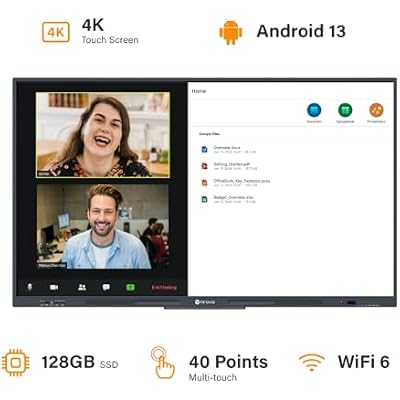 AG Neovo 65 Inch 4K Smart Board - Google EDLA-Certified Interactive Whiteboard, Android 13, 40-Point Touch, Wireless Casting - Digital Whiteboard for Classrooms & Hybrid Offices (Board Only)