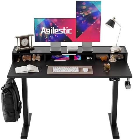 Agilestic Glass Standing Desk with Stora...
