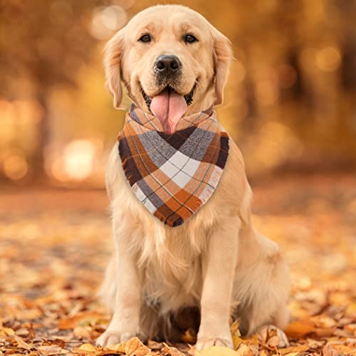 Fall Dog Bandana Autumn Thanksgiving Plaid Reversible Triangle Bibs Scarf Accessories For Dogs Pets #TOP4
