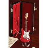 Red Electric Guitar Miniature Replica W/ Case Musical Music Instrument Decor Gift