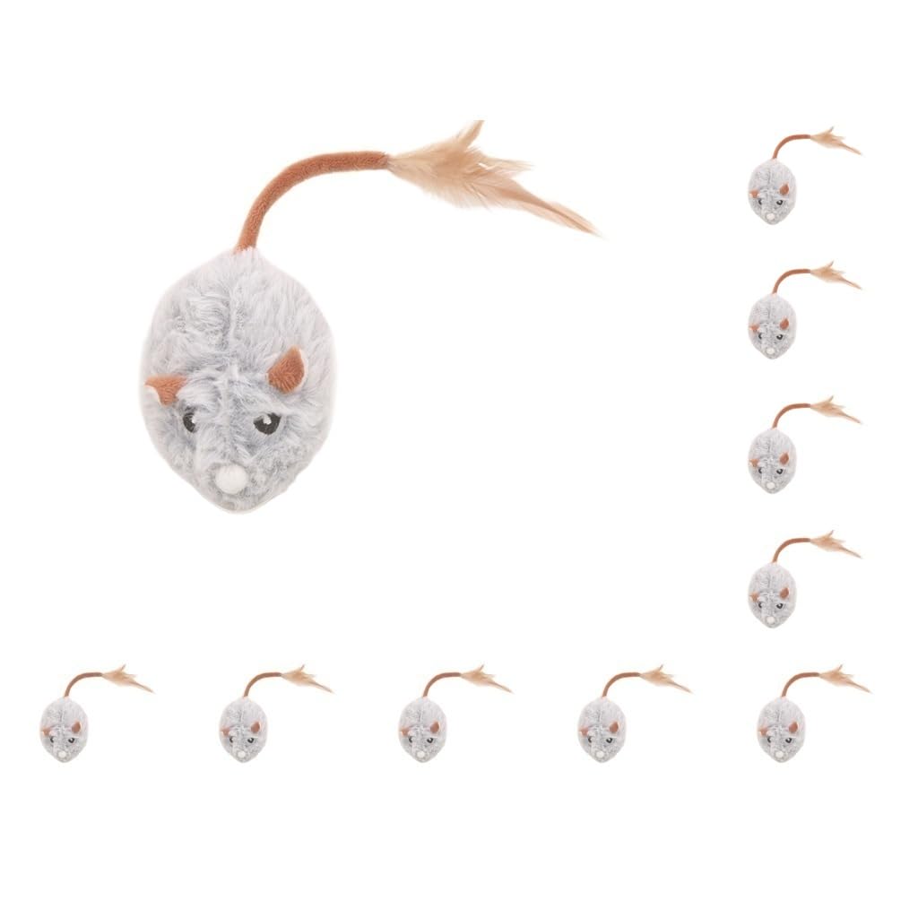 Juego de 10 ratones eléctricos interactivos para gatos, fáciles y duraderos, resistentes y duraderos, juguetes automáticos para gatos, juguetes eléctricos para gatos, color gris claro