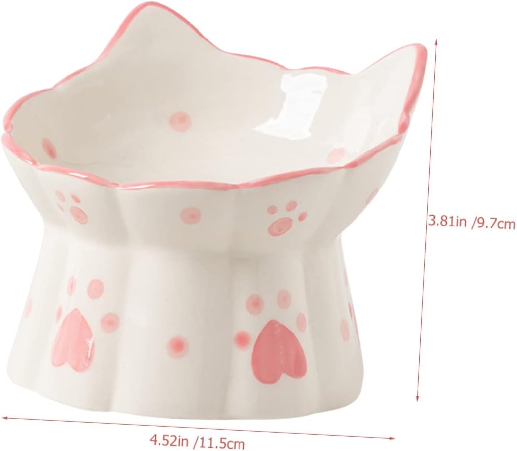 2pcs Elevated Cat Bowls with Stable Base Ceramic Pet Feeder for Food and Water Cute Cat Ear Design User Friendly Pet Supplies for Home