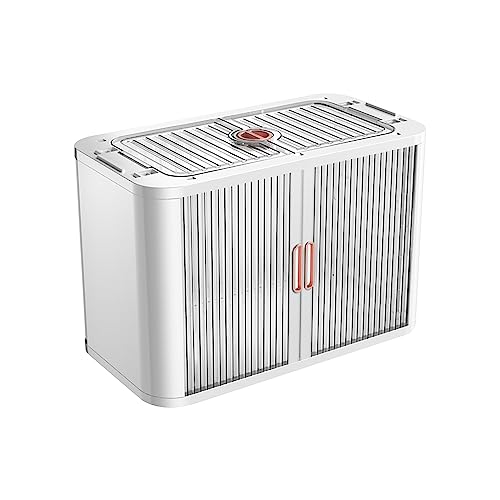 Ergocar Scatole Immagazzinaggio Plastica Pieghevole, Porte a Persiana Impilabili Scatola Organizer con Puleggia, Durevole Scatole con Coperchi, per Auto, Armadi, Ufficio