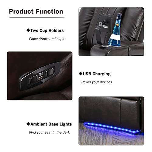Ufinego Power Recliner Chair With Usb Ports And Cup Holders, Electric Home Theater Seating With 360 Swivel Tray Table, Metal Cell Phone Stand & Hidden Arm Storage #TOP6