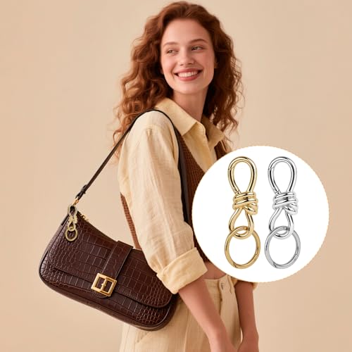 image for RUIFUU 2Pcs Twist Knot Clasp Bag Charm Keychains,D-Ring Keychain Heavy