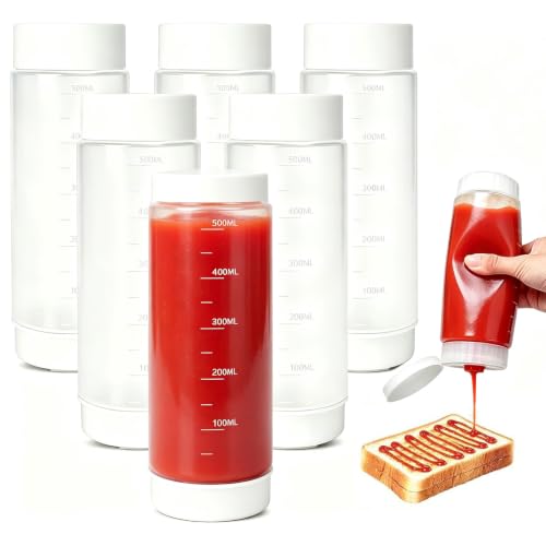 COEWUR 6pcs Squeeze Bottles, 20oz Condiment Squeeze Bottles for Sauces