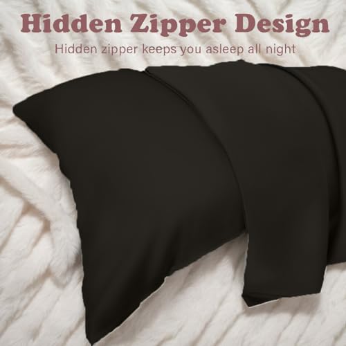 Mulberry Silk Pillow Cases Queen Size with Hidden Zipper, Ultra Smooth and Soft Breathable Cooling Silk Satin Pillowcase for Hair and Skin, Gifts for Women Men (Black, 20x30 Inches, 1 Pack) - image 5