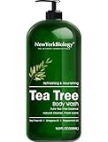 New York Biology Tea Tree Body Wash for Men and Women - Moisturizing Body Wash Helps Soothe the Skin - Refreshing and Hydrating Cleanser for Body and Feet - 16.9 Fl Oz
