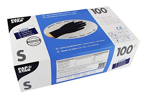 Preisvergleich Produktbild PAPSTAR 10014 Handschuhe aus Latex, Inhalt 100, S, schwarz
