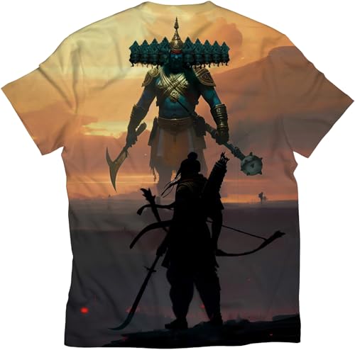 Image of STAND OUT All Over Printed Shiva, Krishna, Hanuman, Kali, Ram and Ravana, Ramayan, Bagavath Githa, Buddha Religious, Spiritual, Hindu Gods T-Shirts