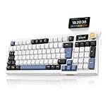 RedThunder K95 Kabellose Mechanische Gaming-Tastatur mit 1,88” Display & Knopf, QWERTZ 96 Tasten, Gasket, BT/USB-C/2,4GHz, Software, Hot-swap, Linear-Pink-Schalter, RGB, 8000mAh (Blau-Weiß)
