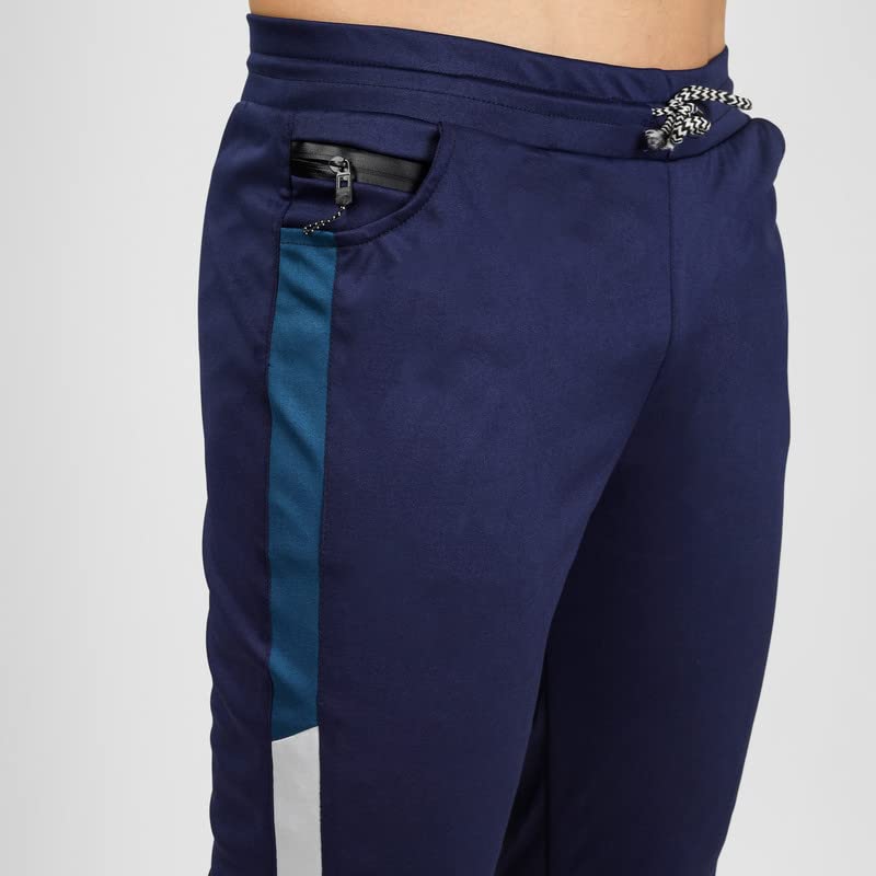 Image of Men Slim Fit Joggers for Running, Gym Sports Lower Summer Track Pants for Men Multipurpose Mens Lower Activewear Trousers, Night Pants for Men-Blue, White-2XL