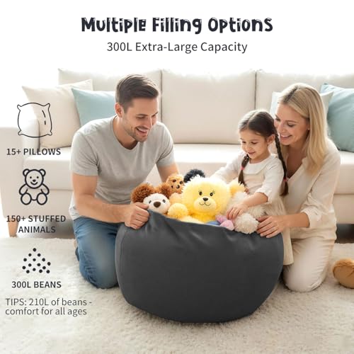 Nobildonna Sitzsackstuhl für Kinder und Erwachsene, nur Bezug (Keine Füllung) für Sofa-Stofftiere, 110 x 89 cm