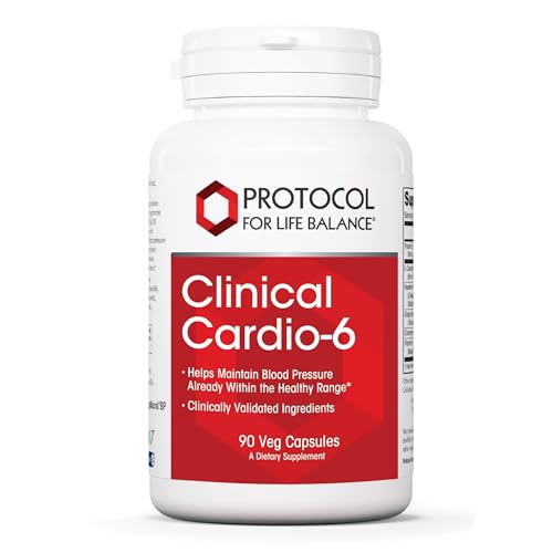 PROTOCOL FOR LIFE BALANCE Clinical Cardio-6 - Support Heart Health & Blood Pressure Already Within a Normal Range - with L-Carnitine, Hawthorn, Grape Seed Extract - Soy & Dairy Free - 90 Veg Caps