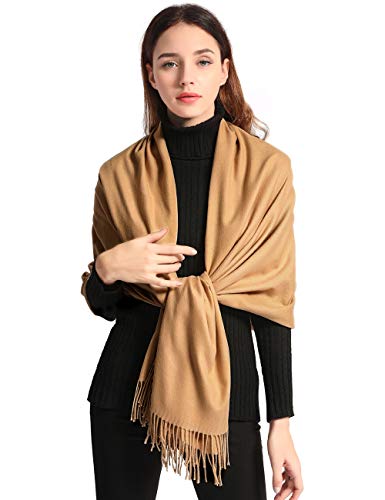 Pashmina écharpe pour femmes marron grand châle doux
