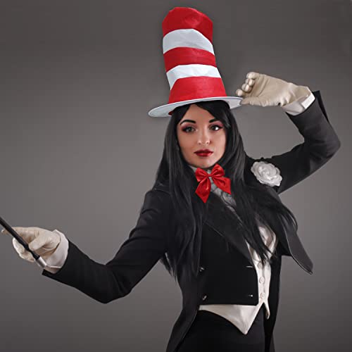 Jolbndcv Top Hat Costume Set Kids Cat Costume Kit Red White Top Hat Headband Gloves Bow Tie For Kids Adult Halloween Costume #TOP2