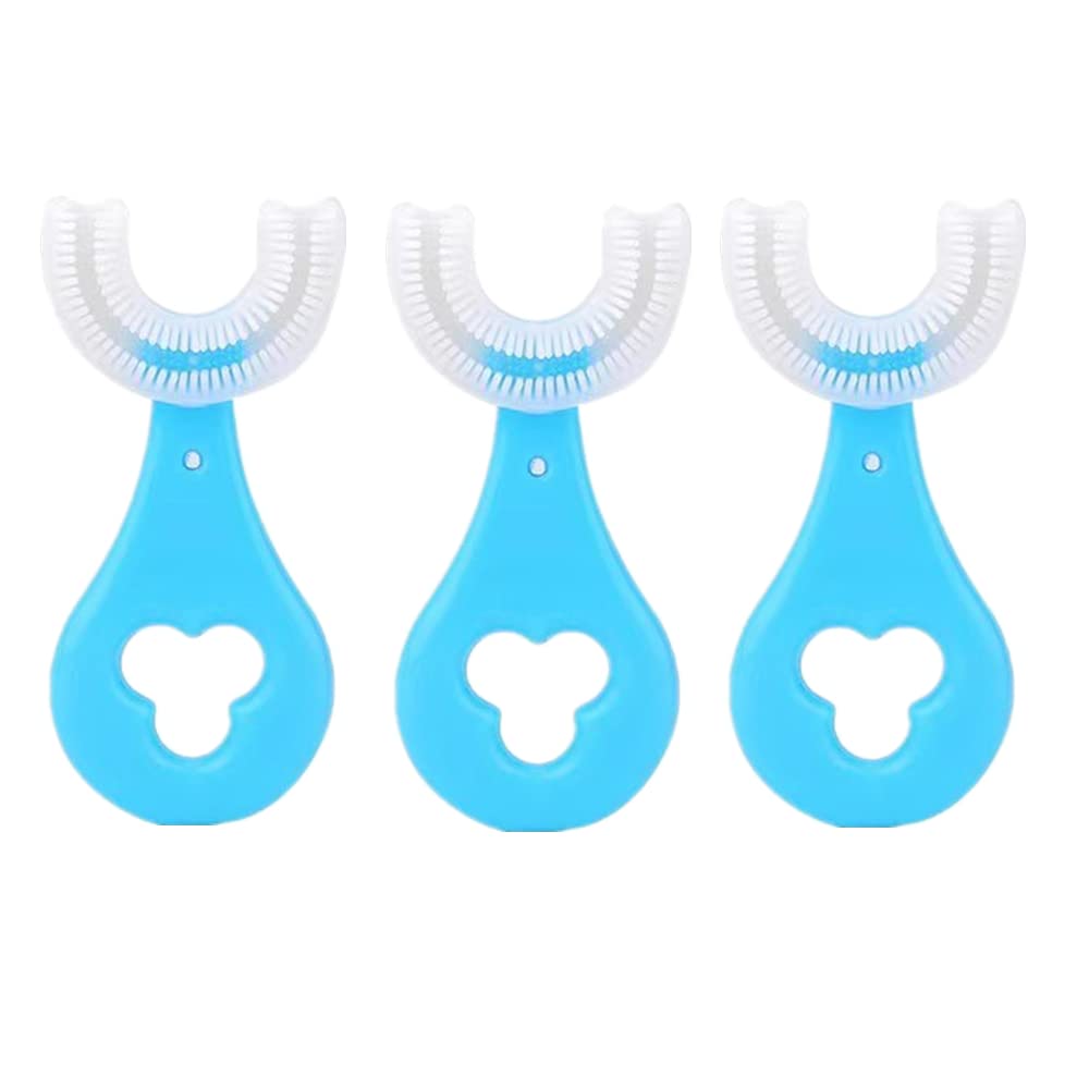 Photo 1 of 2 PACKS OF 3 Pack Kids U-Shaped Toothbrush ,Food Grade Soft Silicone Brush Head, 360° Oral Teeth Cleaning Design,Suitable for Children aged2-6