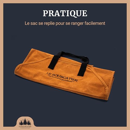 Transporttasche für Brennholz, robust und robust, für Brennholz, 60 x 46 x 26 cm, 50 l, Mehrzweck-Korb aus Holz, extra groß, Zubehör für Ofen, Holzkamin, Feuerschale (Kamel)