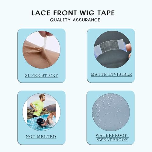 36pcs blue double sided waterproof lace wigs adhesive tape strips for lace front wig toupee