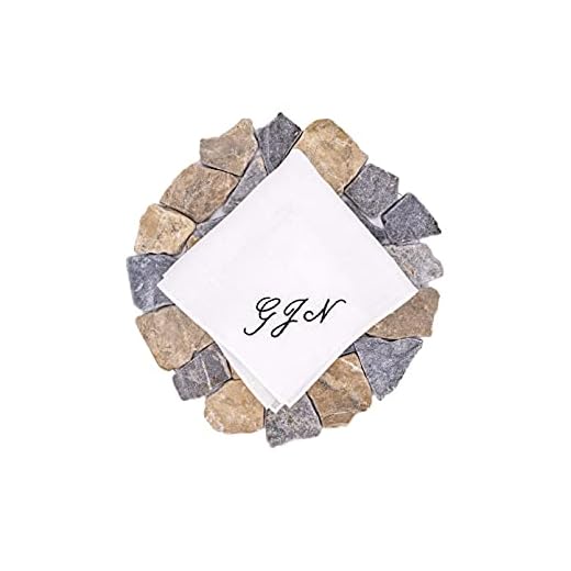 White Irish Linen Handkerchief with Hand Embroidered Monogram Initials