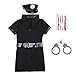 Lile2Liwn Fun Women's Police Costume for Halloween - Realistic Officer Outfit with Hat, Belt, and Handcuffs Adult Cop Uniform Outfit for Parties and Events (Black, XL)