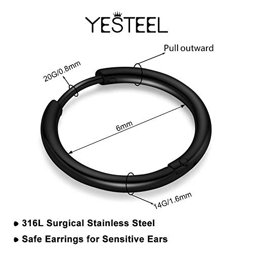 Image of 316L Surgical Steel Hoop Earrings, 6-20mm Huggie Hypoallergenic, Small Sleeper Mens Cartilage Earrings for Women 20G 18G