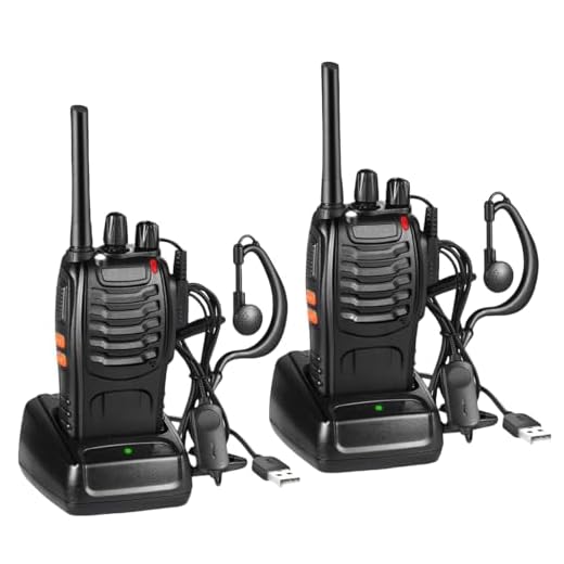 BF-88E Talkie Walkie Longue Portée, 16 Canaux PMR446 Portable Rechargeable Professionnelle Talkies-Walkies Radio, avec des écouteurs Originaux et Station de Charge USB (Noir, 1 Paire)