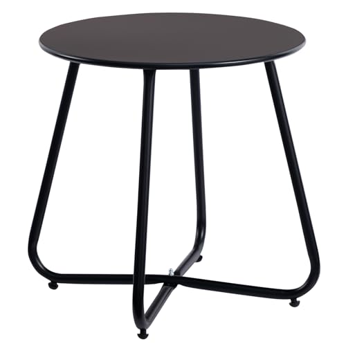 HollyHOME Outdoor Side Table Small Patio Table Round Balcony Tables Metal Round Coffee Tables for Garden, Black - Image 8