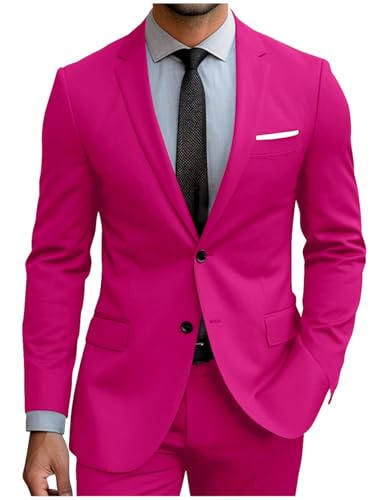 Men Slim Fit 2 Piece Suit Classic Suit for Men Two Button Notch Lapel Dress Suit Jacket Pants Tuxedo for Prom