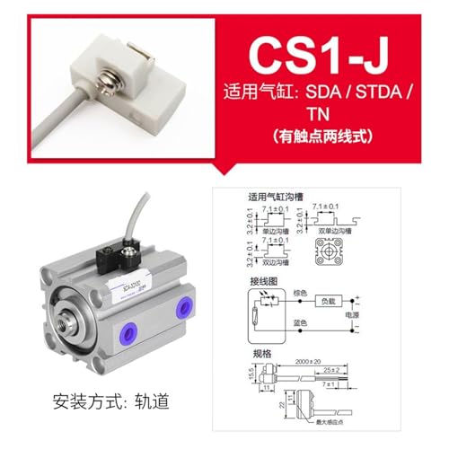 Sensor de cilindro neumático CS1-J interruptor magnético impermeable 24V CC 2