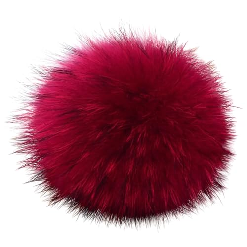 Pompón de piel sintética rosa de 13 cm con botón de presión para tejer complementos 2