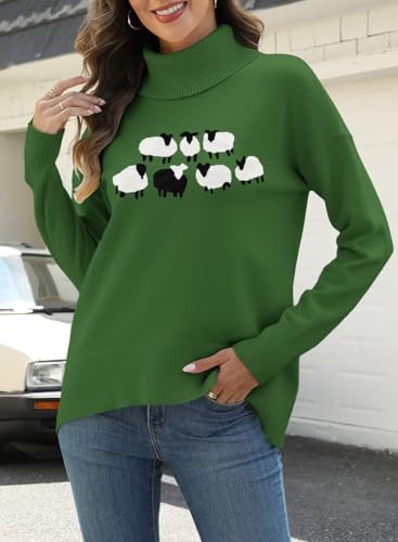 Image of ANFTFH Womens Turtleneck Sweater 2025 Ribbed Knit Top Pullover Sweaters
