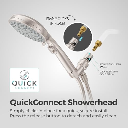 Pfister HydroFuse Handheld Shower Head with QuickConnect Adapter, Hose Included, 6-Function, 1.75 GPM, Spot Defense Brushed Nickel Finish, 016WS2HF01QGS by Pfister - Used condition - Image 2
