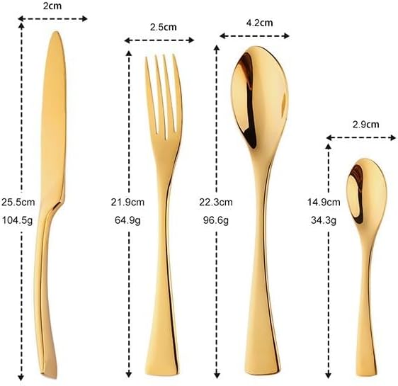 Silverware Set, 4/16/24/32/40/48 Pieces Kaya Knife And Fork Spoon Hotel Home Steak Knife And Fork Spoon Coffee Spoon, Home Cutlery Flatware Set(Red,16 Pieces for 4)