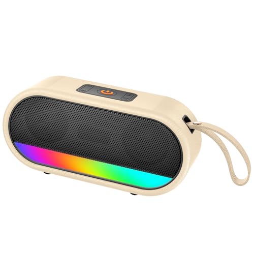 Altavoz Bluetooth 5.3, Altavoz Inalámbrico Portátil con Luz LED de Color, Graves Estéreo 360° Hi-Fi, Batería Incorporada de 2200mAh, 10H de Reproducción, Impermeable IPX6 para Fiesta Viajes Exterior
